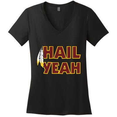Hail Yeah With Feathers Washington Football Fan Women's V-Neck T-Shirt
