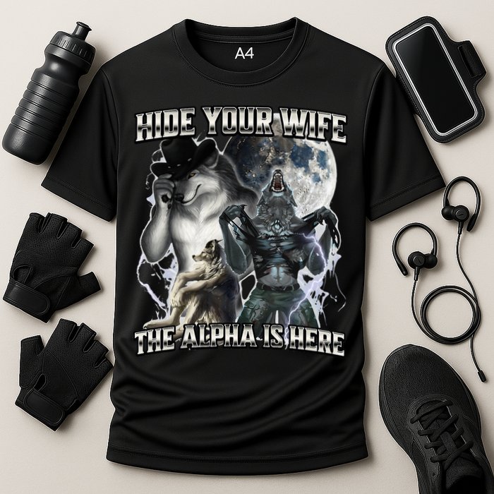 Hide Your Wife The Alpha Is Here Cooling Performance Crew T-Shirt