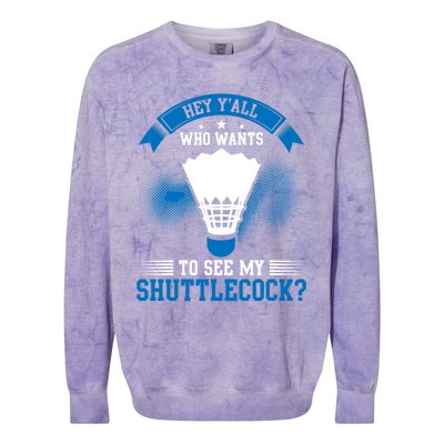 Hey Yall Who Wants To See My Shuttlecock Badminton Player Gift Colorblast Crewneck Sweatshirt