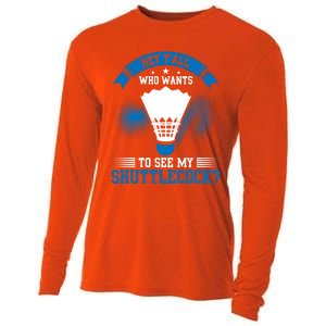 Hey Yall Who Wants To See My Shuttlecock Badminton Player Gift Cooling Performance Long Sleeve Crew