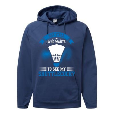 Hey Yall Who Wants To See My Shuttlecock Badminton Player Gift Performance Fleece Hoodie