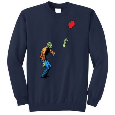 Halloween Zombie Balloon Funny Cut Off Arm Tall Sweatshirt