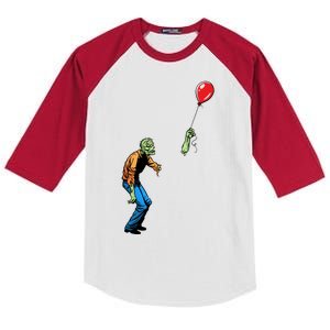 Halloween Zombie Balloon Funny Cut Off Arm Kids Colorblock Raglan Jersey