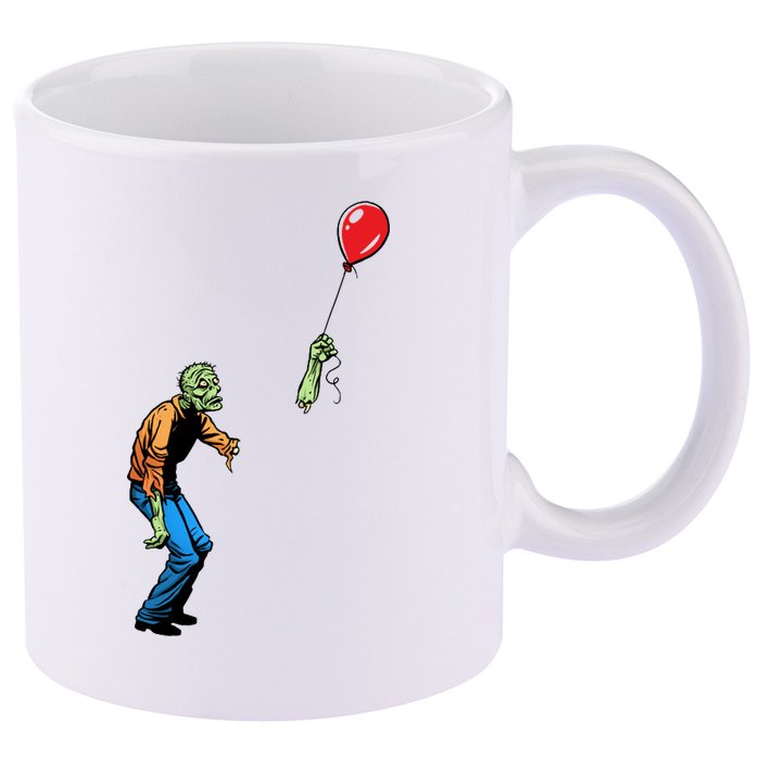 Halloween Zombie Balloon Funny Cut Off Arm 11oz C Handle Ceramic Mug