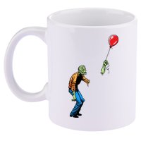 Halloween Zombie Balloon Funny Cut Off Arm 11oz C Handle Ceramic Mug