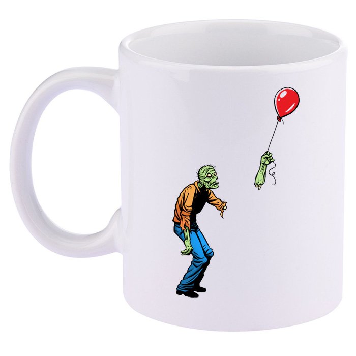 Halloween Zombie Balloon Funny Cut Off Arm 11oz C Handle Ceramic Mug