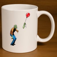 Halloween Zombie Balloon Funny Cut Off Arm 11oz C Handle Ceramic Mug