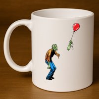 Halloween Zombie Balloon Funny Cut Off Arm 11oz C Handle Ceramic Mug