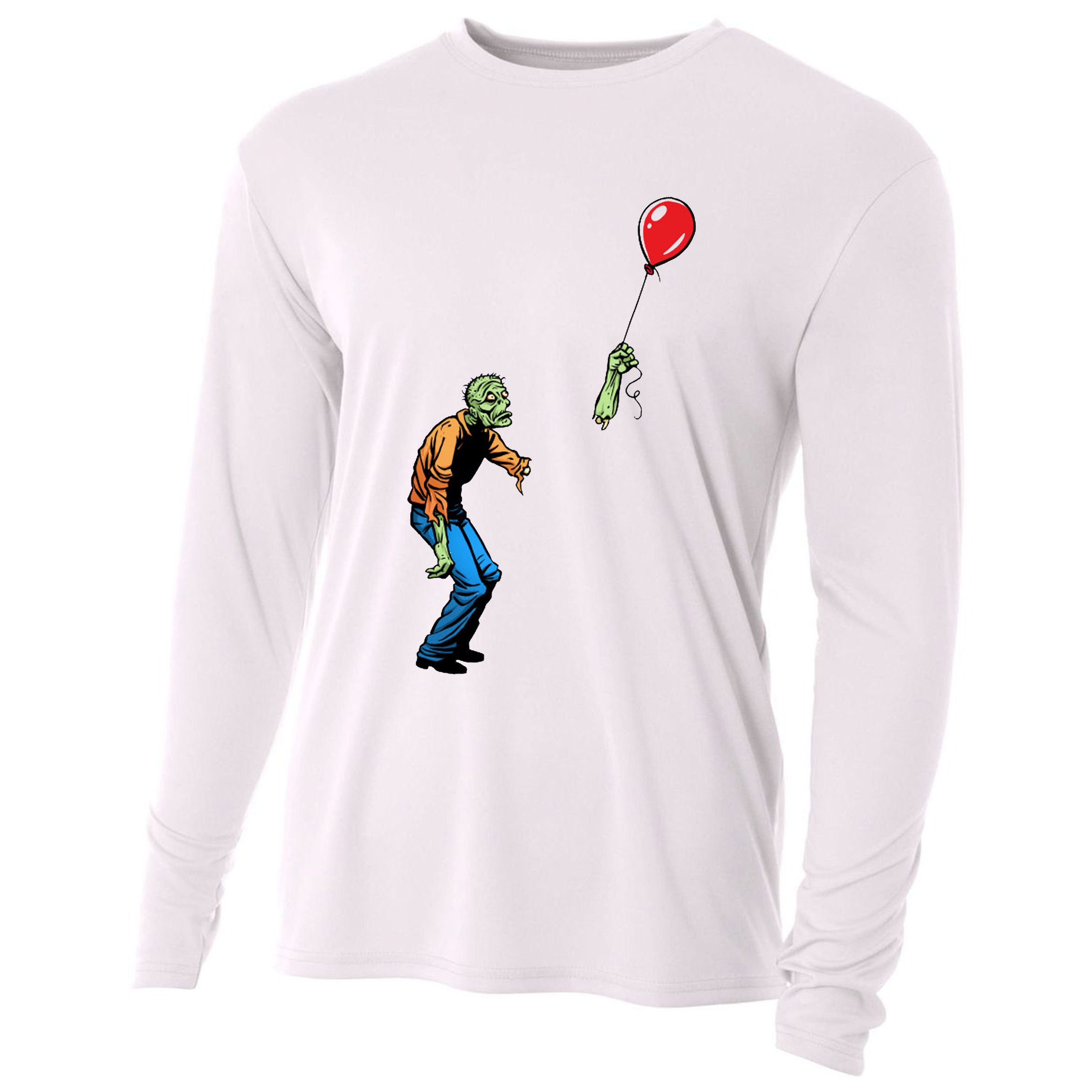 Halloween Zombie Balloon Funny Cut Off Arm Cooling Performance Long Sleeve Crew