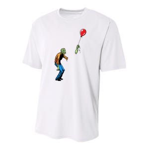 Halloween Zombie Balloon Funny Cut Off Arm Youth Performance Sprint T-Shirt