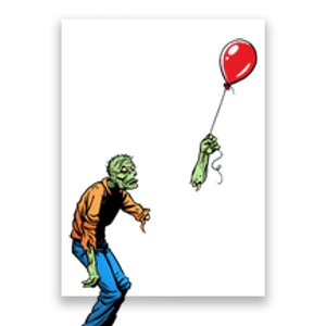 Halloween Zombie Balloon Funny Cut Off Arm Poster