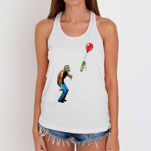 Halloween Zombie Balloon Funny Cut Off Arm Women's Knotted Racerback Tank