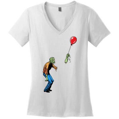 Halloween Zombie Balloon Funny Cut Off Arm Women's V-Neck T-Shirt