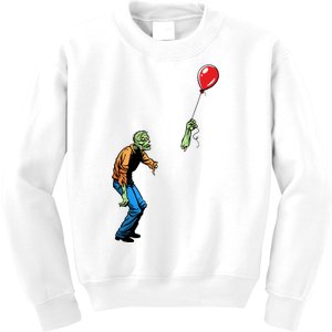 Halloween Zombie Balloon Funny Cut Off Arm Kids Sweatshirt