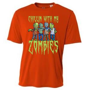 Halloween Zombies Funny Halloween Chillin With My Zombies Cooling Performance Crew T-Shirt