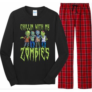 Halloween Zombies Funny Halloween Chillin With My Zombies Long Sleeve Pajama Set