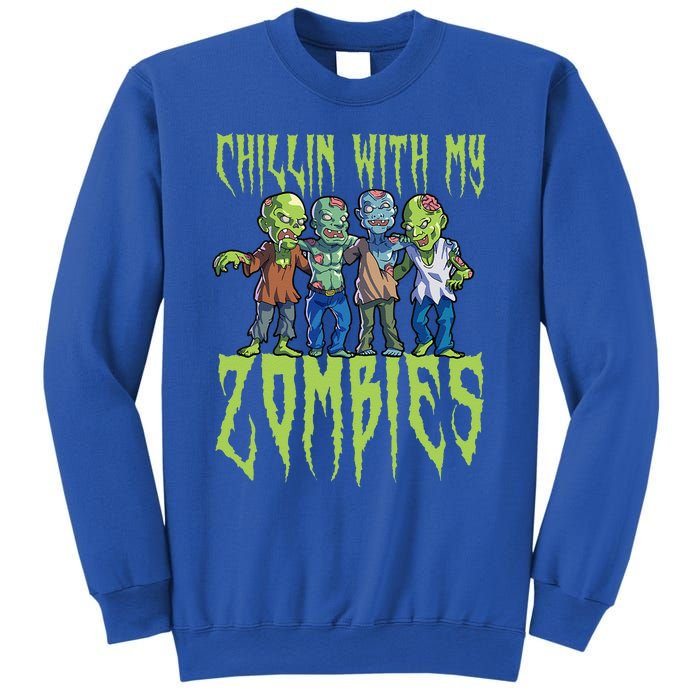 Halloween Zombies Funny Halloween Chillin With My Zombies Sweatshirt