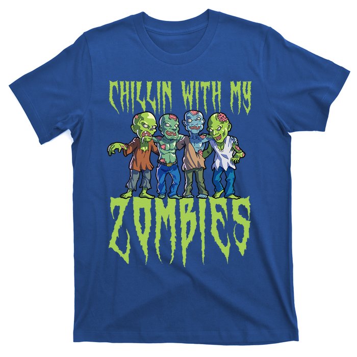 Halloween Zombies Funny Halloween Chillin With My Zombies T-Shirt