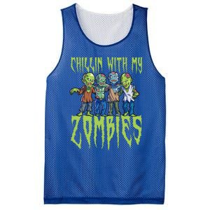 Halloween Zombies Funny Halloween Chillin With My Zombies Mesh Reversible Basketball Jersey Tank