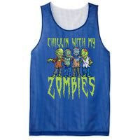 Halloween Zombies Funny Halloween Chillin With My Zombies Mesh Reversible Basketball Jersey Tank