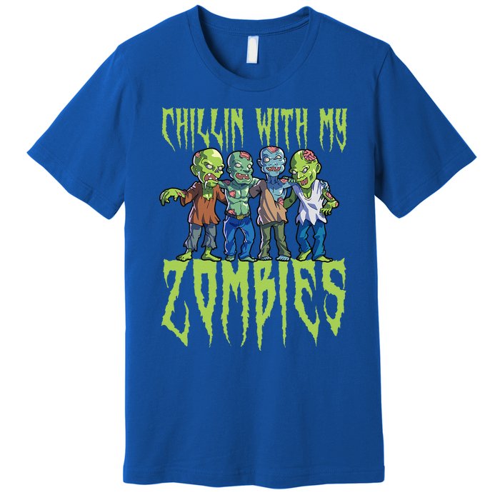 Halloween Zombies Funny Halloween Chillin With My Zombies Premium T-Shirt