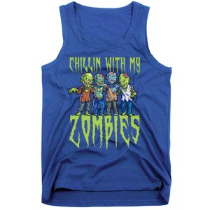 Halloween Zombies Funny Halloween Chillin With My Zombies Tank Top