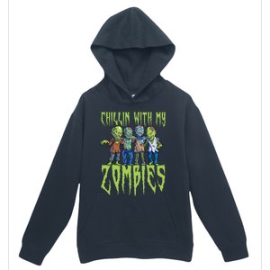 Halloween Zombies Funny Halloween Chillin With My Zombies Urban Pullover Hoodie