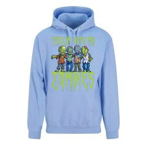 Halloween Zombies Funny Halloween Chillin With My Zombies Unisex Surf Hoodie