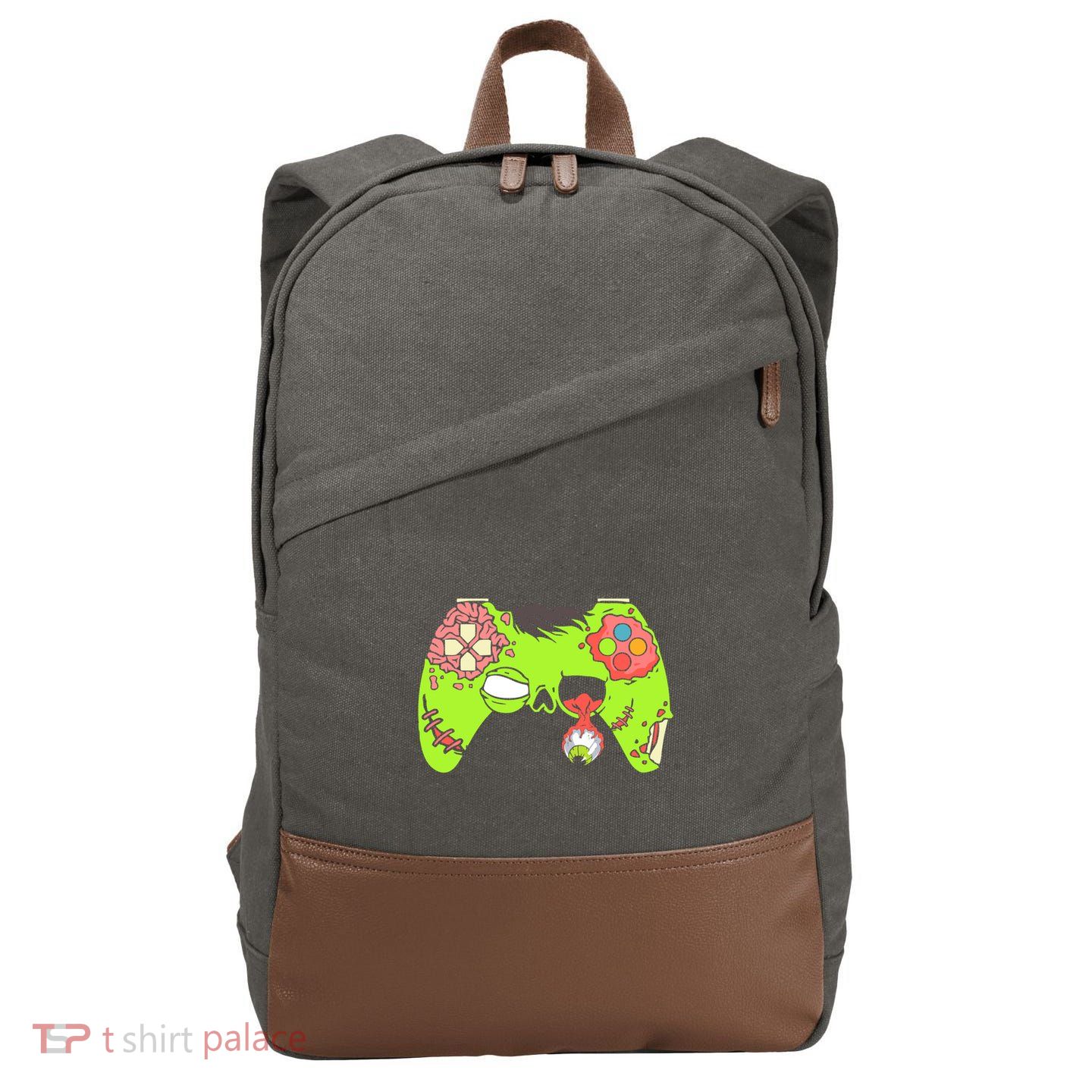 Halloween Zombie Gaming Controller Halloween Video Game Funny Gift Cotton Canvas Backpack
