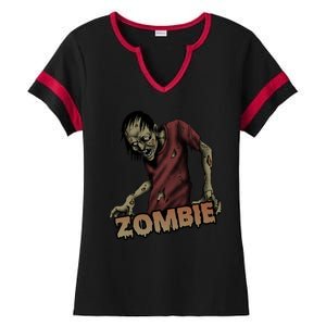 Horror Zombie Halloween Ladies Halftime Notch Neck Tee