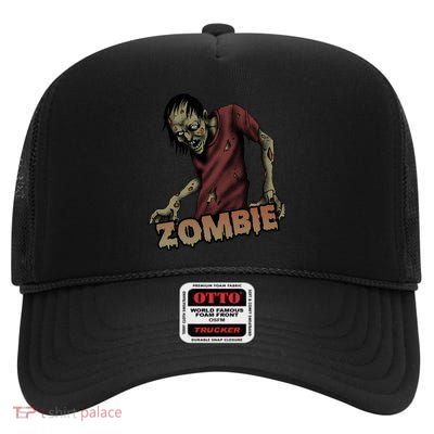 Horror Zombie Halloween High Crown Mesh Back Trucker Hat