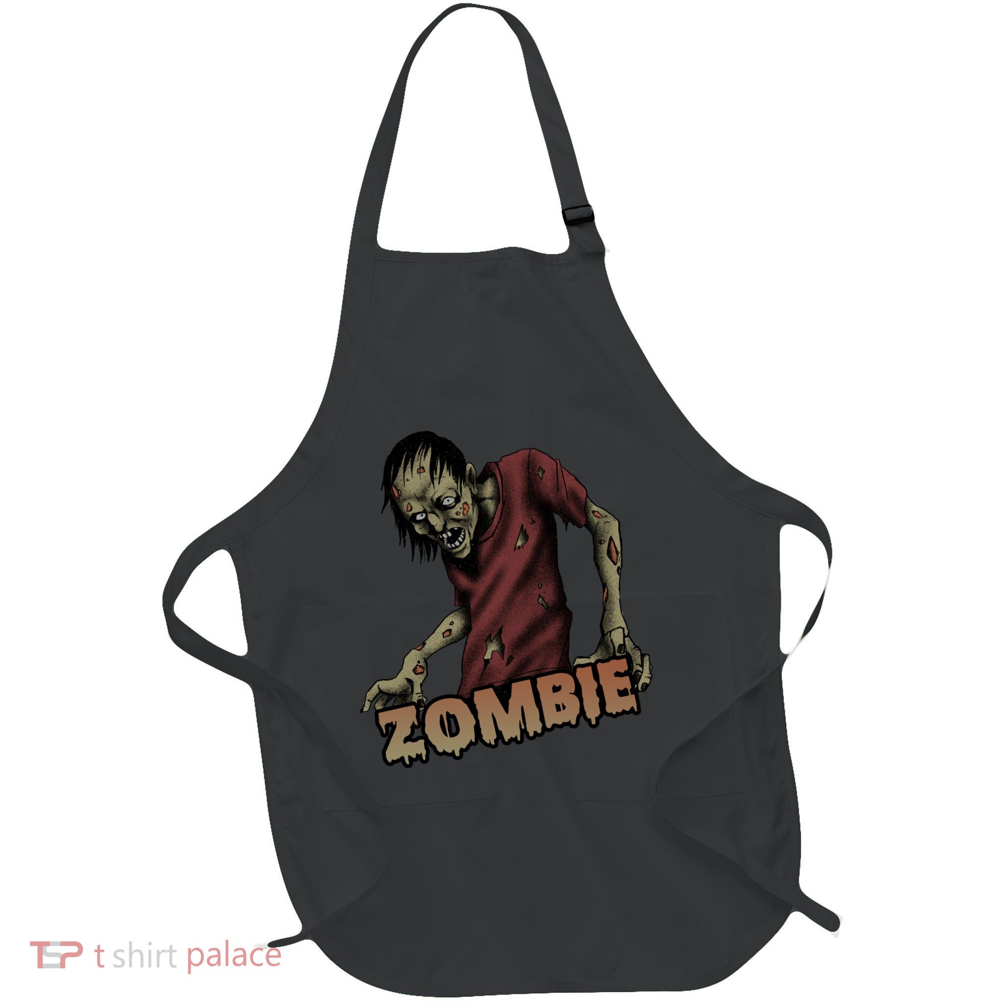 Horror Zombie Halloween Full-Length Apron With Pockets