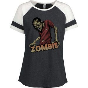 Horror Zombie Halloween Enza Ladies Jersey Colorblock Tee