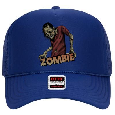 Horror Zombie Halloween High Crown Mesh Back Trucker Hat