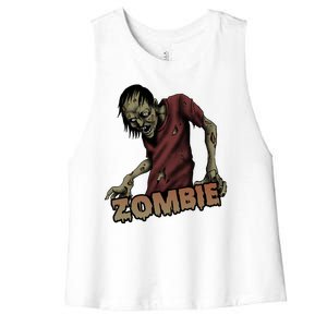 Horror Zombie Halloween Women's Racerback Cropped Tank