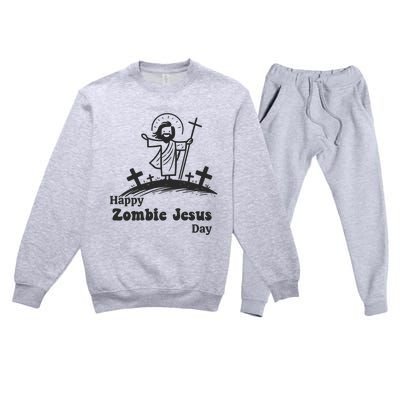 Happy Zombie Jesus Day Premium Crewneck Sweatsuit Set