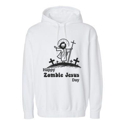 Happy Zombie Jesus Day Garment-Dyed Fleece Hoodie