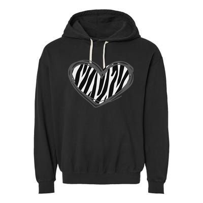 Heart Zebra Print For Zebra Lover Garment-Dyed Fleece Hoodie