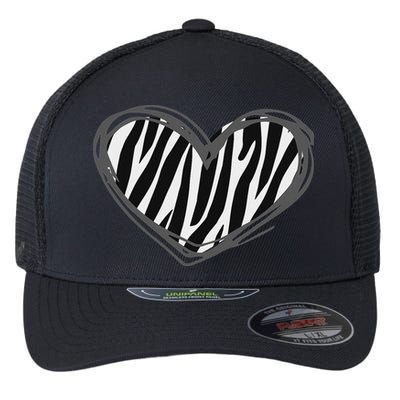 Heart Zebra Print For Zebra Lover Flexfit Unipanel Trucker Cap