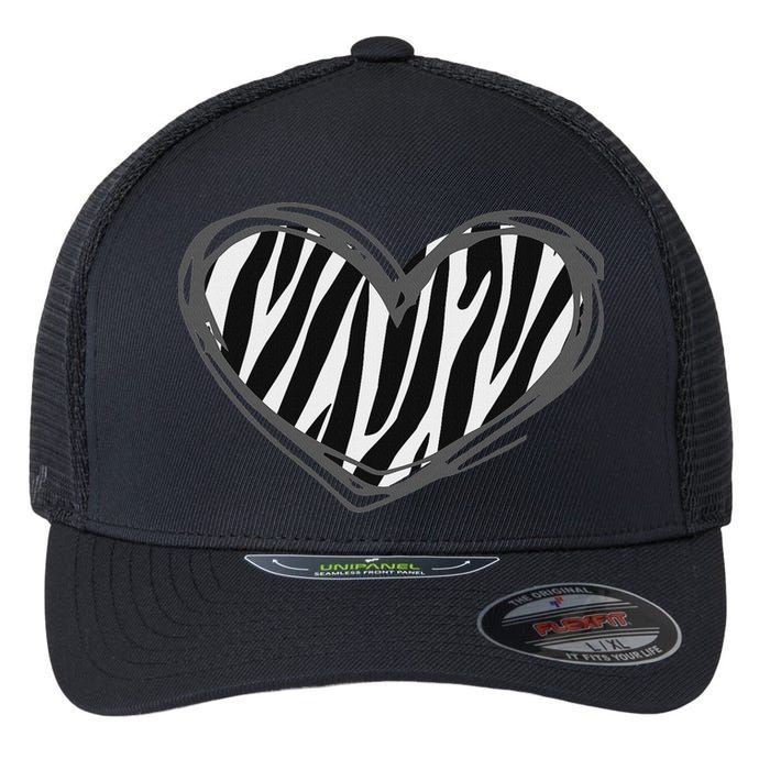 Heart Zebra Print For Zebra Lover Flexfit Unipanel Trucker Cap