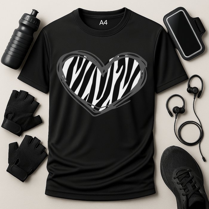Heart Zebra Print For Zebra Lover Performance Shirt