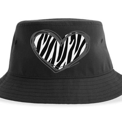 Heart Zebra Print For Zebra Lover Sustainable Bucket Hat
