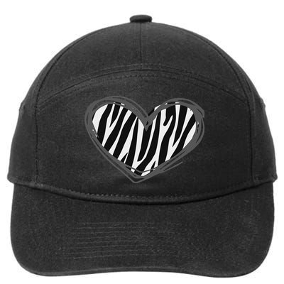 Heart Zebra Print For Zebra Lover 7-Panel Snapback Hat