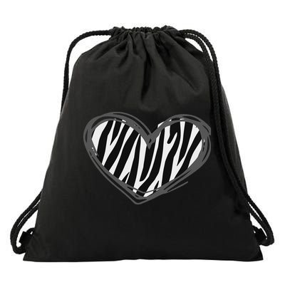 Heart Zebra Print For Zebra Lover Drawstring Bag