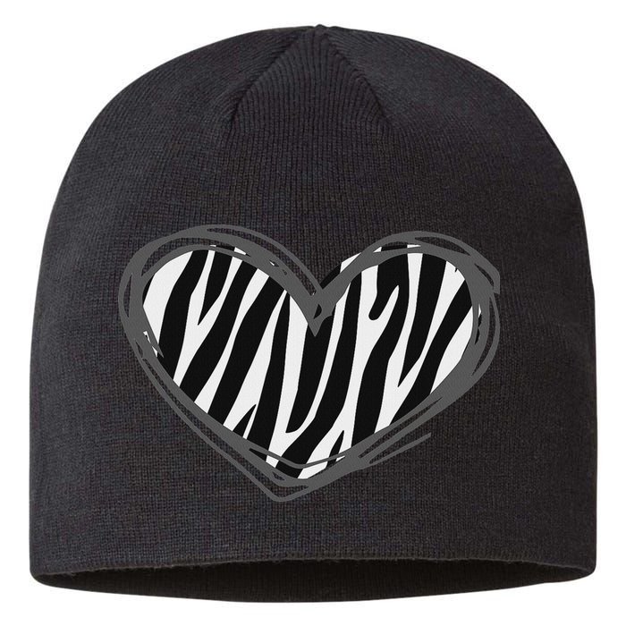 Heart Zebra Print For Zebra Lover Sustainable Beanie