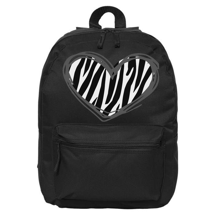 Heart Zebra Print For Zebra Lover 16 in Basic Backpack