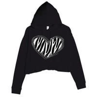Heart Zebra Print For Zebra Lover Crop Fleece Hoodie