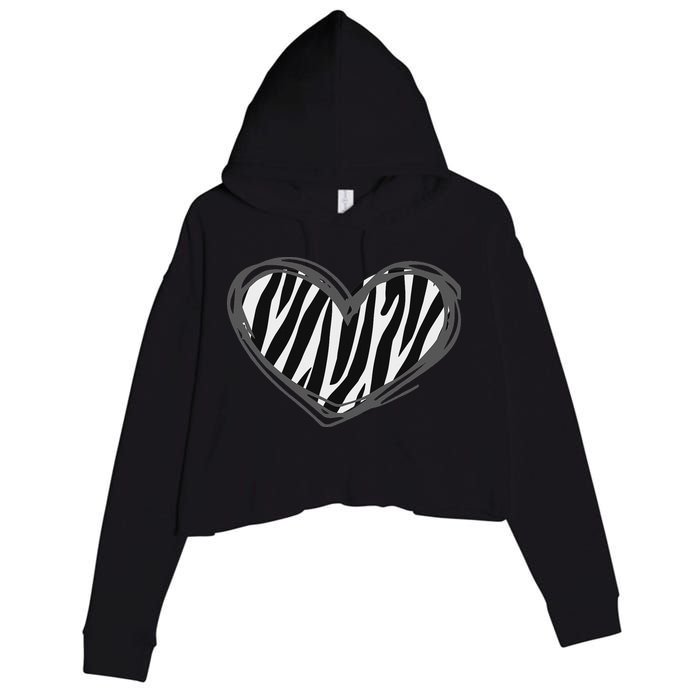 Heart Zebra Print For Zebra Lover Crop Fleece Hoodie