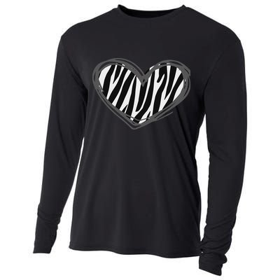 Heart Zebra Print For Zebra Lover Cooling Performance Long Sleeve Crew