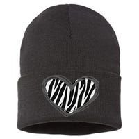 Heart Zebra Print For Zebra Lover Sustainable Knit Beanie